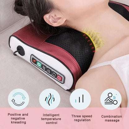 HexoEase™ Heated Massage Pillow for Neck, Back & Shoulder Relief