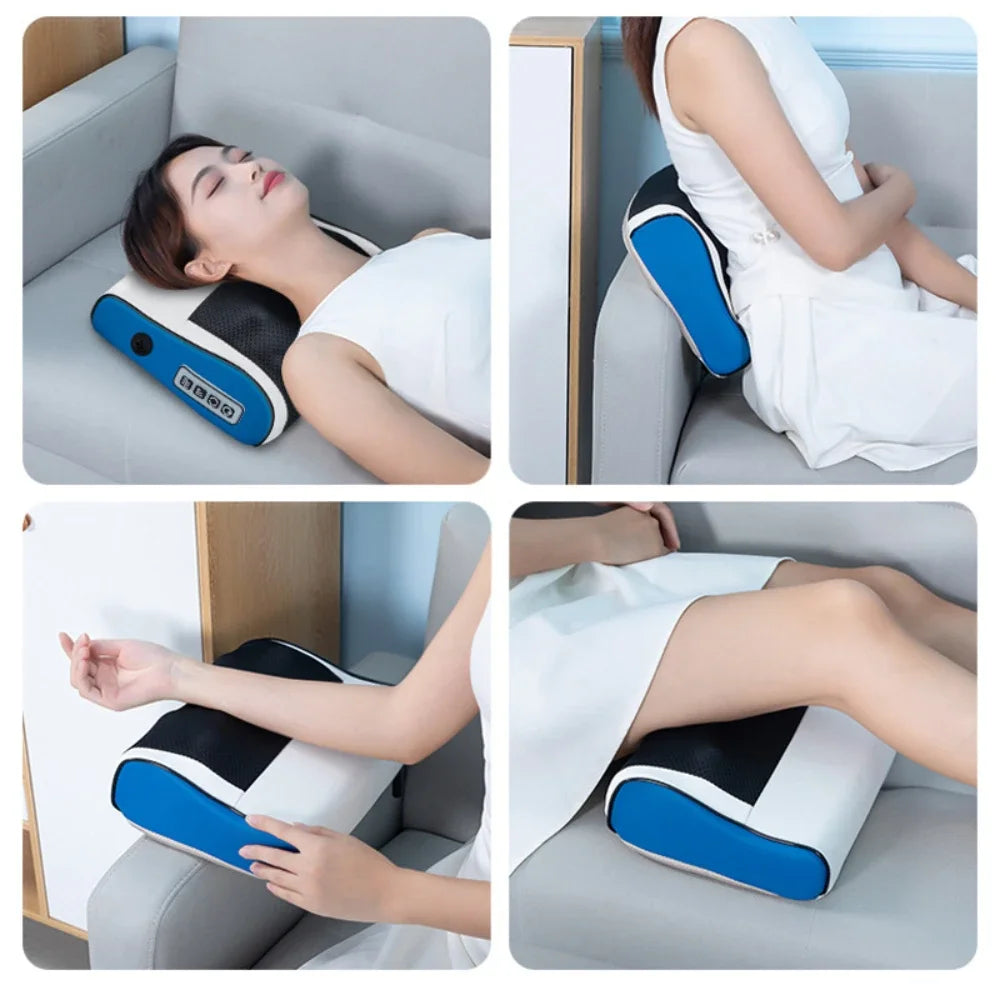HexoEase™ Heated Massage Pillow for Neck, Back & Shoulder Relief