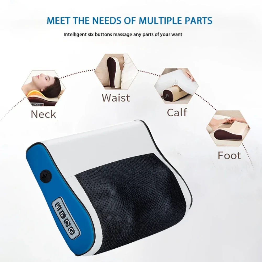 HexoEase™ Heated Massage Pillow for Neck, Back & Shoulder Relief