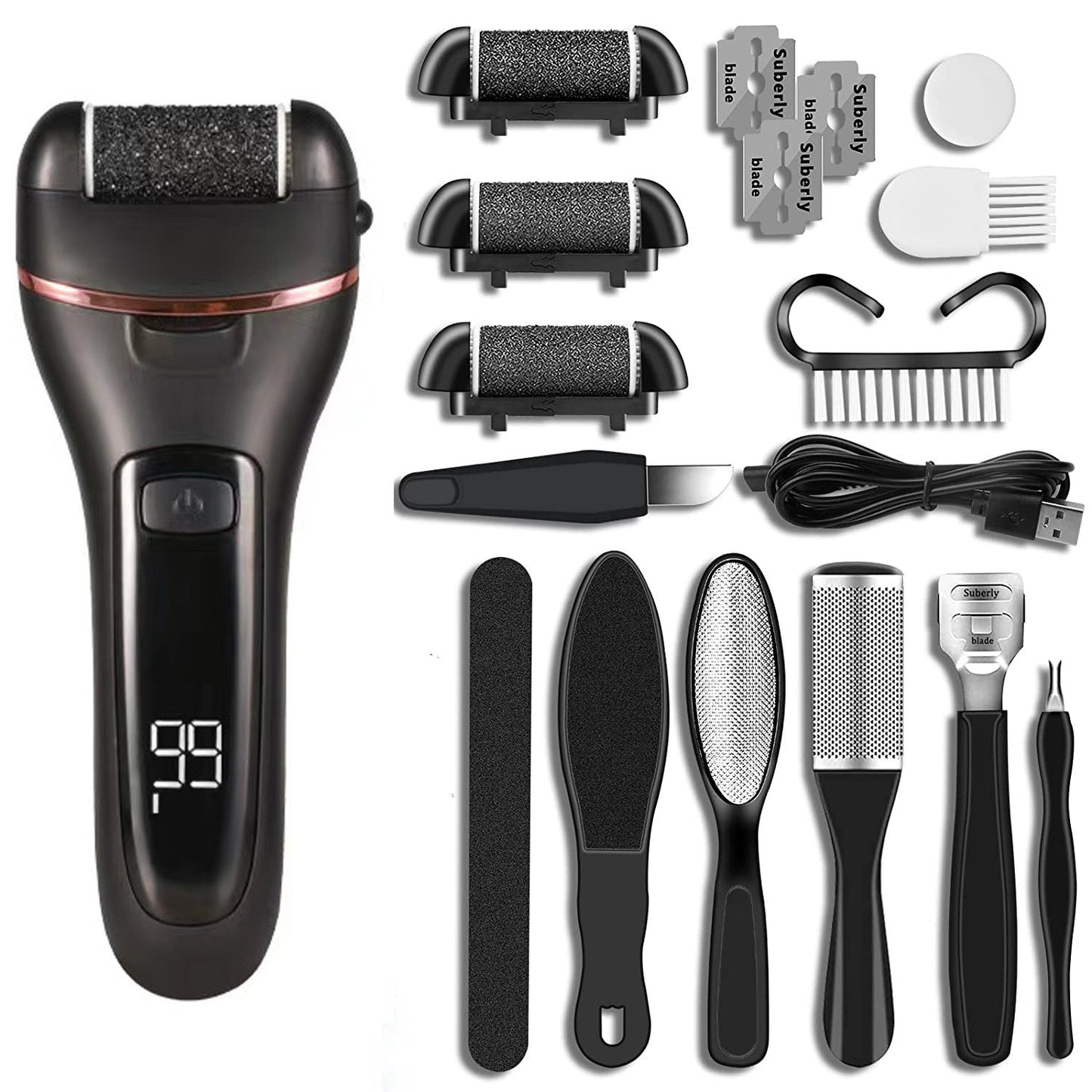 HexoSmooth™ Electric Foot Grinder & 10-in-1 Pedicure Set for Dead Skin & Callus Removal
