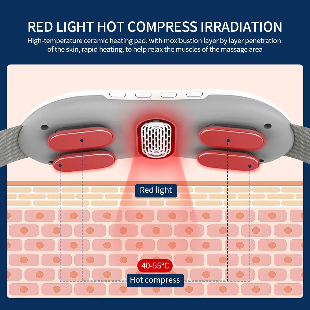 HexoRelief™ EMS Waist & Abdominal Massager with Red Light and Moxibustion Heat