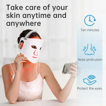HexoGlow™ LED Light Therapy Mask for Full-Face & Neck Rejuvenation with 7-Color Skincare